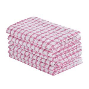 6pcs Cotton Terry Small Kitchen Dish Cloth Absorbent Cleaning Dish Rags Pink
